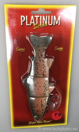 Verpackung des Castaic Platinum Swimbaits, Größe 15cm, Rainbow Trout, fast sinking.