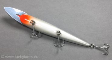 Preview: Nils Master INVINCIBLE DEEP RUNNER Metal Lip Wobbler, Größe: 15 cm, Farbe: 046 blau/weiß/glitter, Gewicht: 35 Gramm, schwimmend mit langsamen Auftrieb