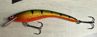 Turus Ukko Original Wobbler schwimmend, Länge: 12 cm, Farbe: Yellow Perch 031, mit roter Tauchschaufel, UV