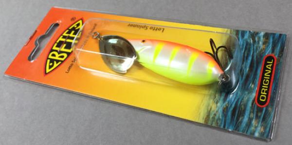 Bete LOTTO Spinner 15 Gramm, Länge: 60 mm, Farbe: 070 orange/weiß/gelb gestreift
