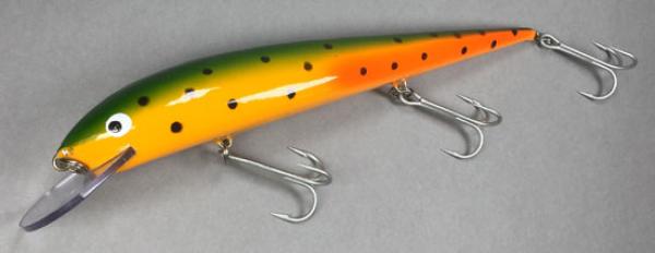 Nils Master Invincible 25 cm Floating Wobbler, Farbe: 032 grün/orange/rot/gepunktet, Gewicht: 120 Gramm